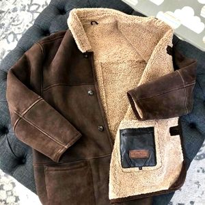 Brooks Brothers Sherpa Lined Suede Coat